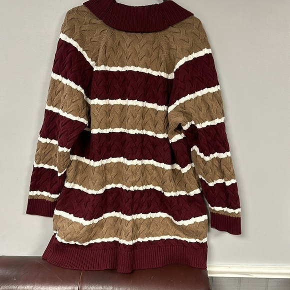 Lands' End Women's Heavy Cotton Cable Drifter Shawl Collar Cardigan Sweater, 2X - Picture 3 of 9